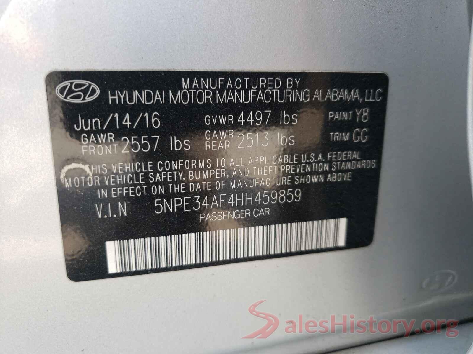 5NPE34AF4HH459859 2017 HYUNDAI SONATA