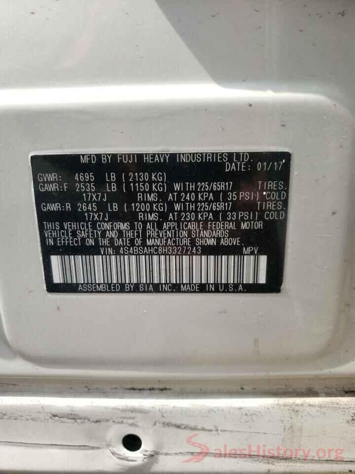 4S4BSAHC8H3327243 2017 SUBARU OUTBACK