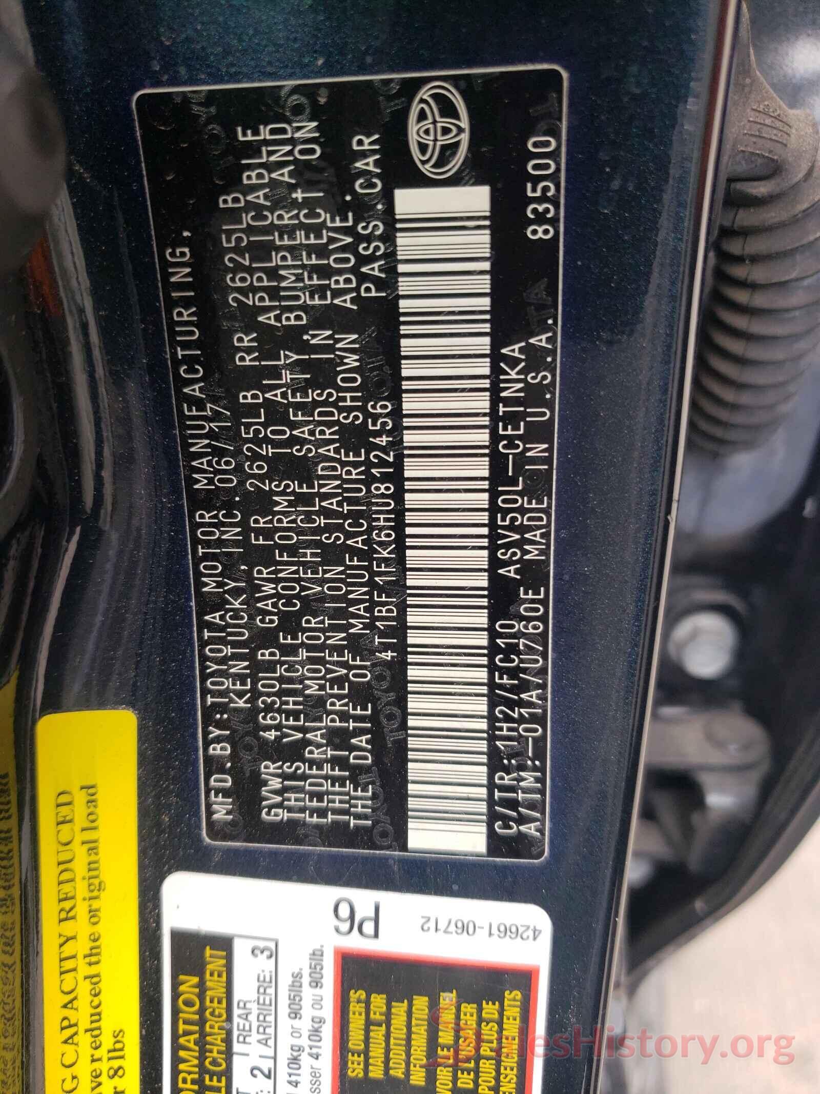 4T1BF1FK6HU812456 2017 TOYOTA CAMRY