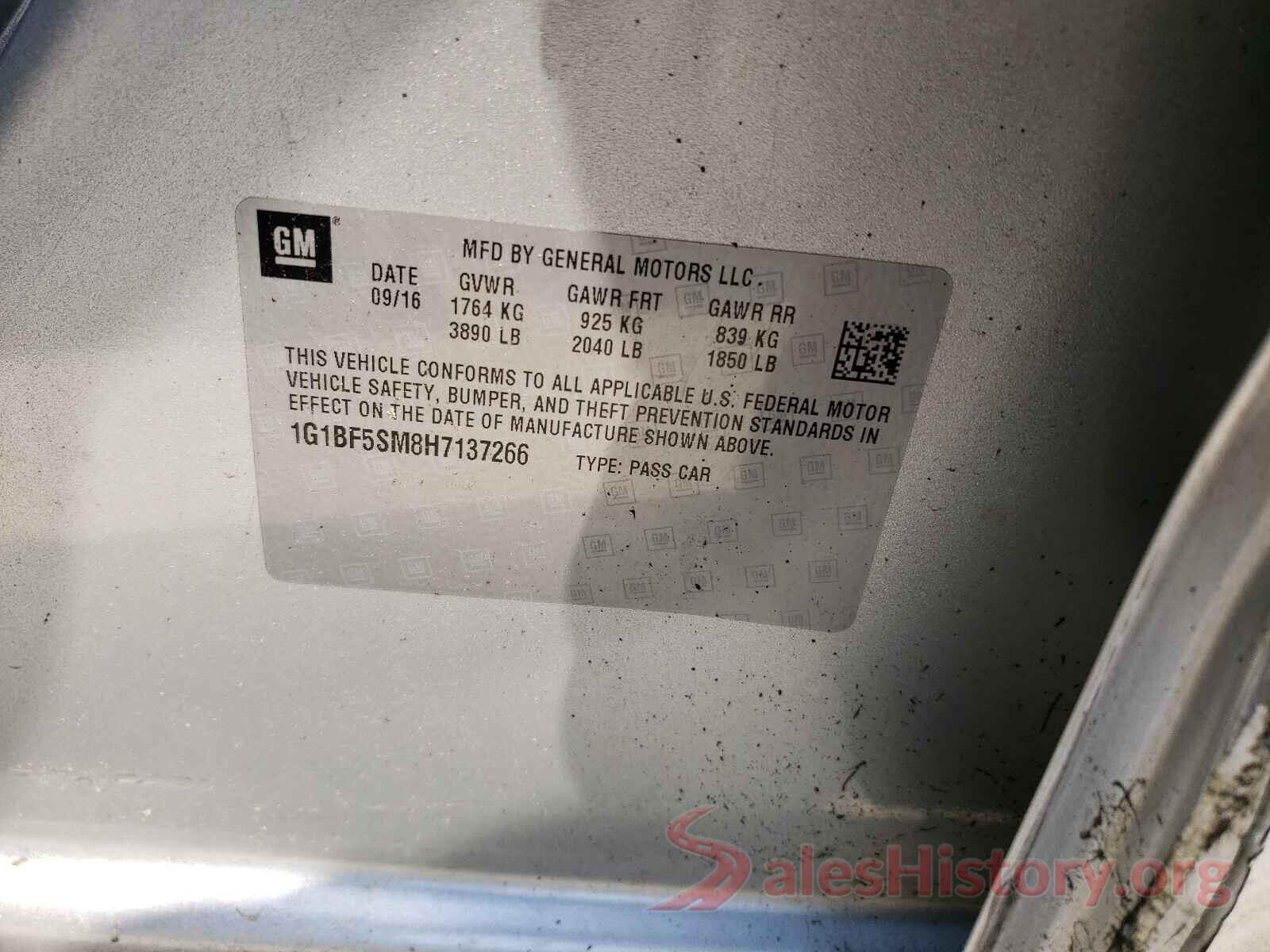 1G1BF5SM8H7137266 2017 CHEVROLET CRUZE