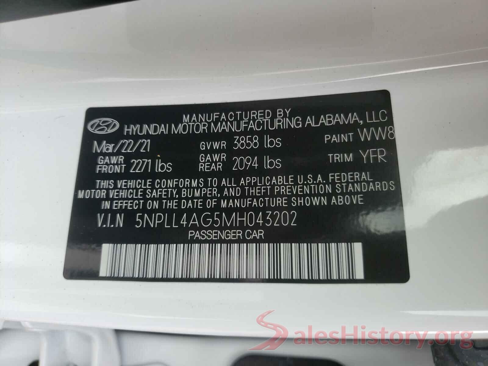 5NPLL4AG5MH043202 2021 HYUNDAI ELANTRA