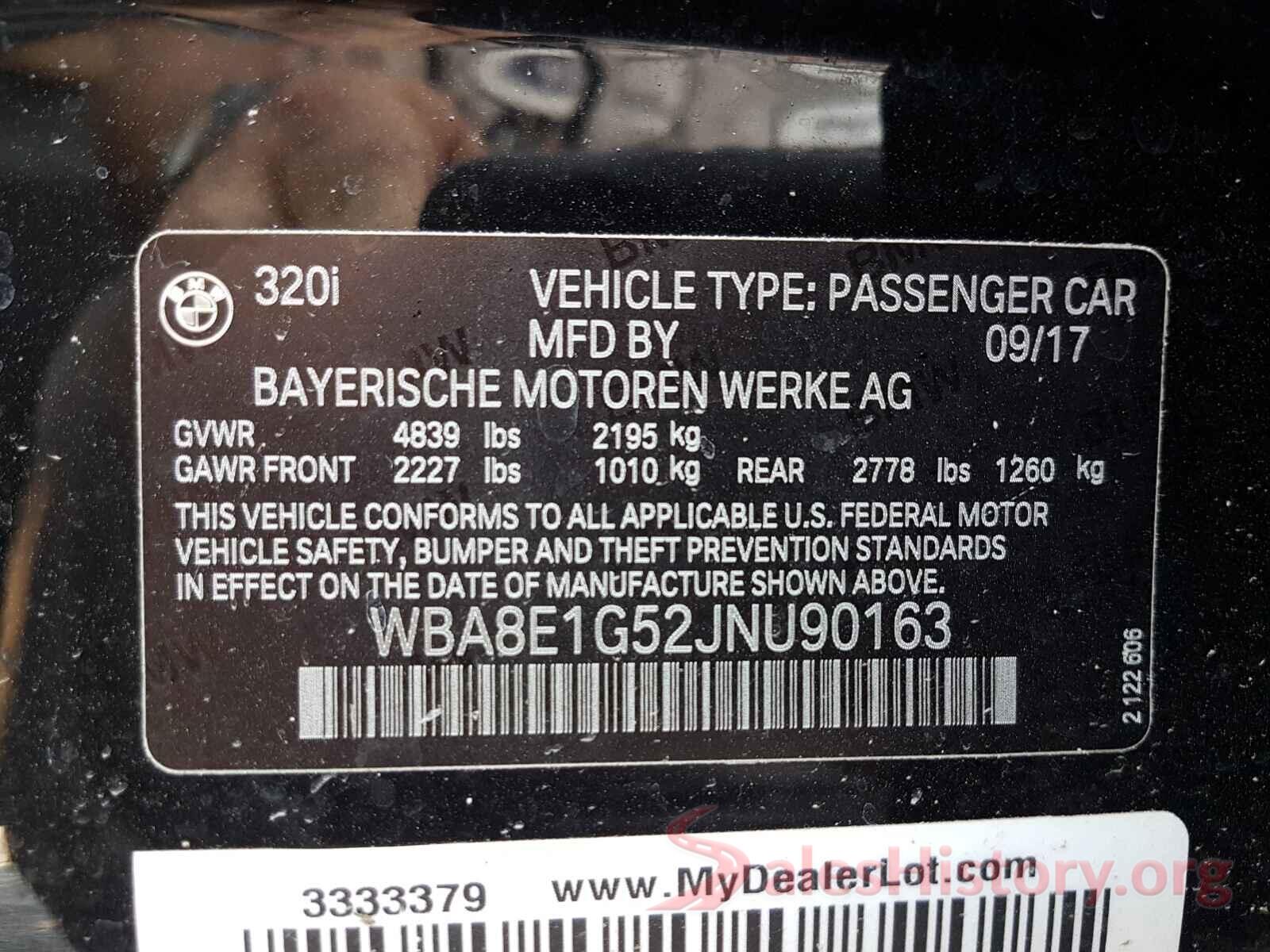 WBA8E1G52JNU90163 2018 BMW 3 SERIES