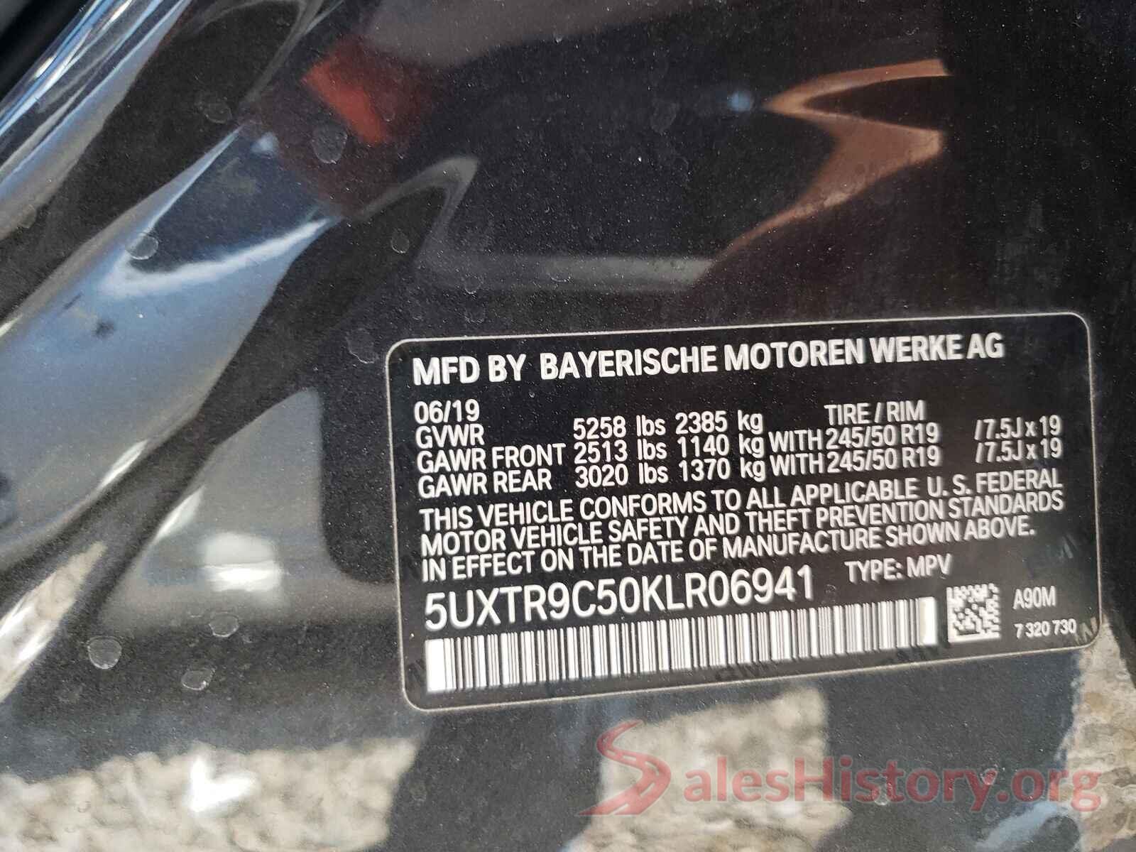 5UXTR9C50KLR06941 2019 BMW X3