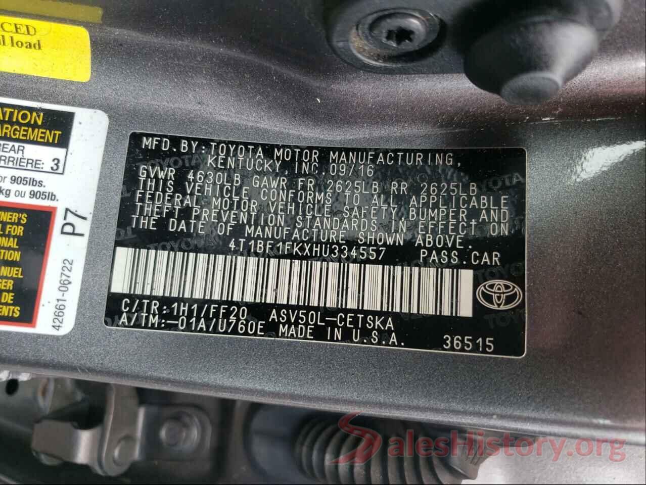 4T1BF1FKXHU334557 2017 TOYOTA CAMRY