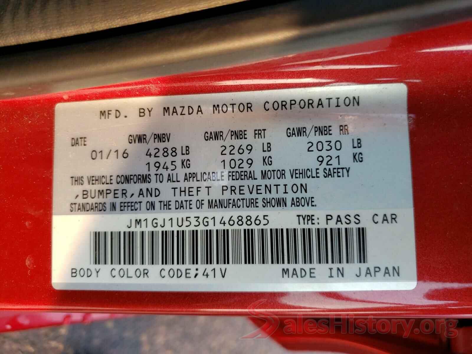 JM1GJ1U53G1468865 2016 MAZDA 6