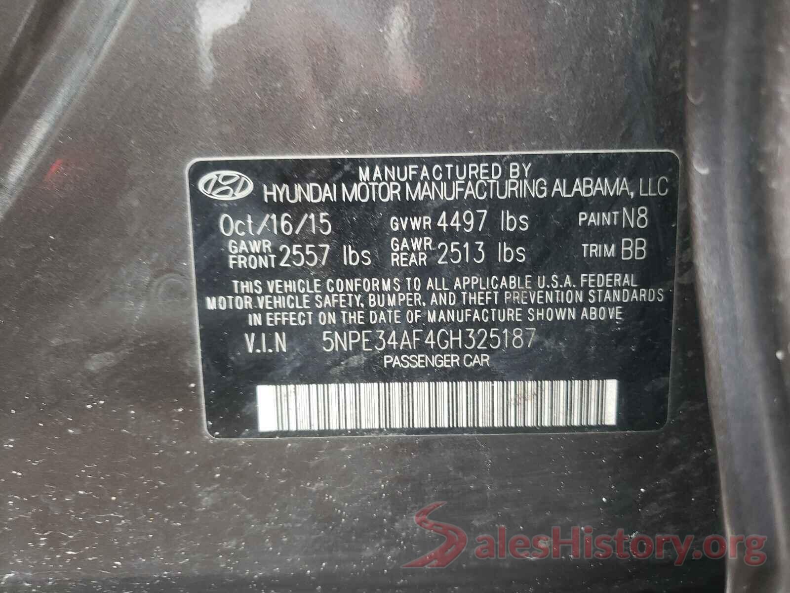 5NPE34AF4GH325187 2016 HYUNDAI SONATA