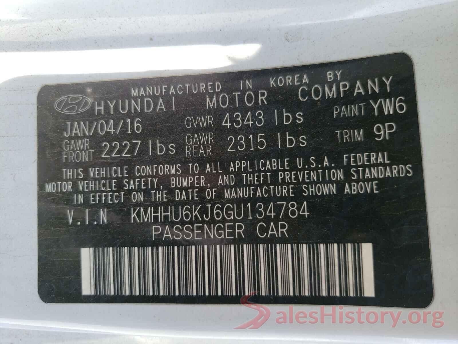 KMHHU6KJ6GU134784 2016 HYUNDAI GENESIS