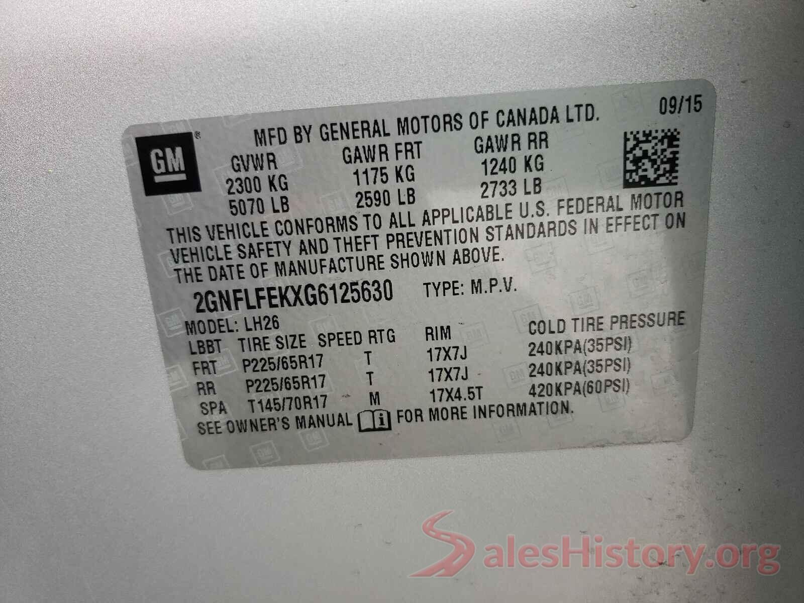 2GNFLFEKXG6125630 2016 CHEVROLET EQUINOX