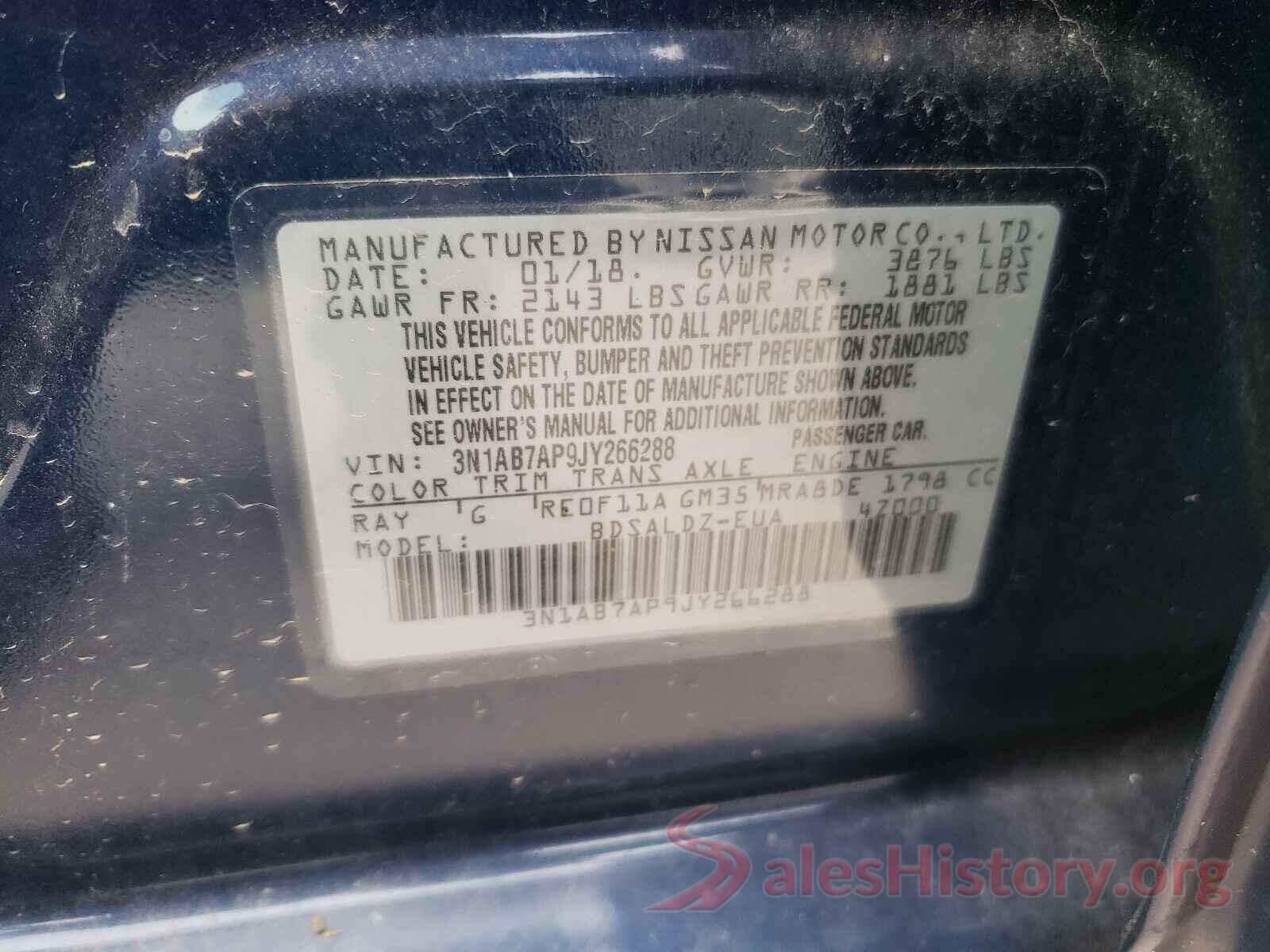 3N1AB7AP9JY266288 2018 NISSAN SENTRA