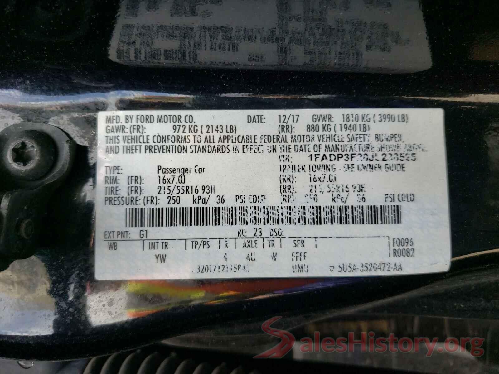 1FADP3F20JL238525 2018 FORD FOCUS