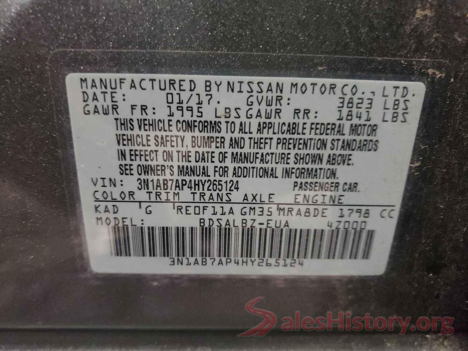 3N1AB7AP4HY265124 2017 NISSAN SENTRA