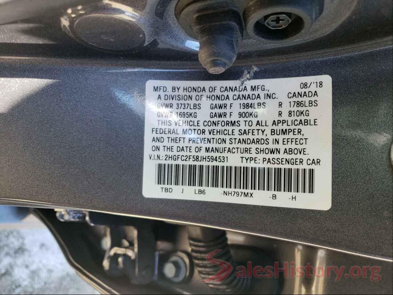 2HGFC2F58JH594531 2018 HONDA CIVIC