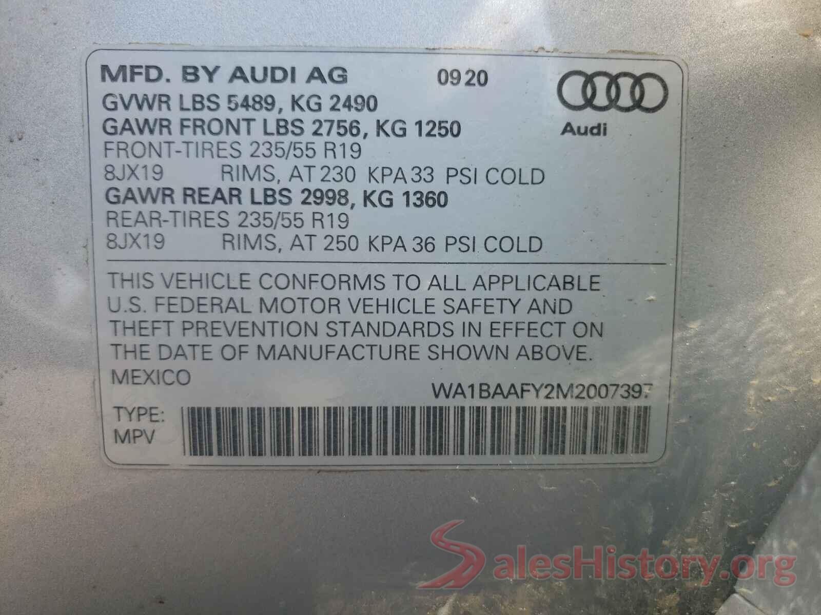 WA1BAAFY2M2007397 2021 AUDI Q5