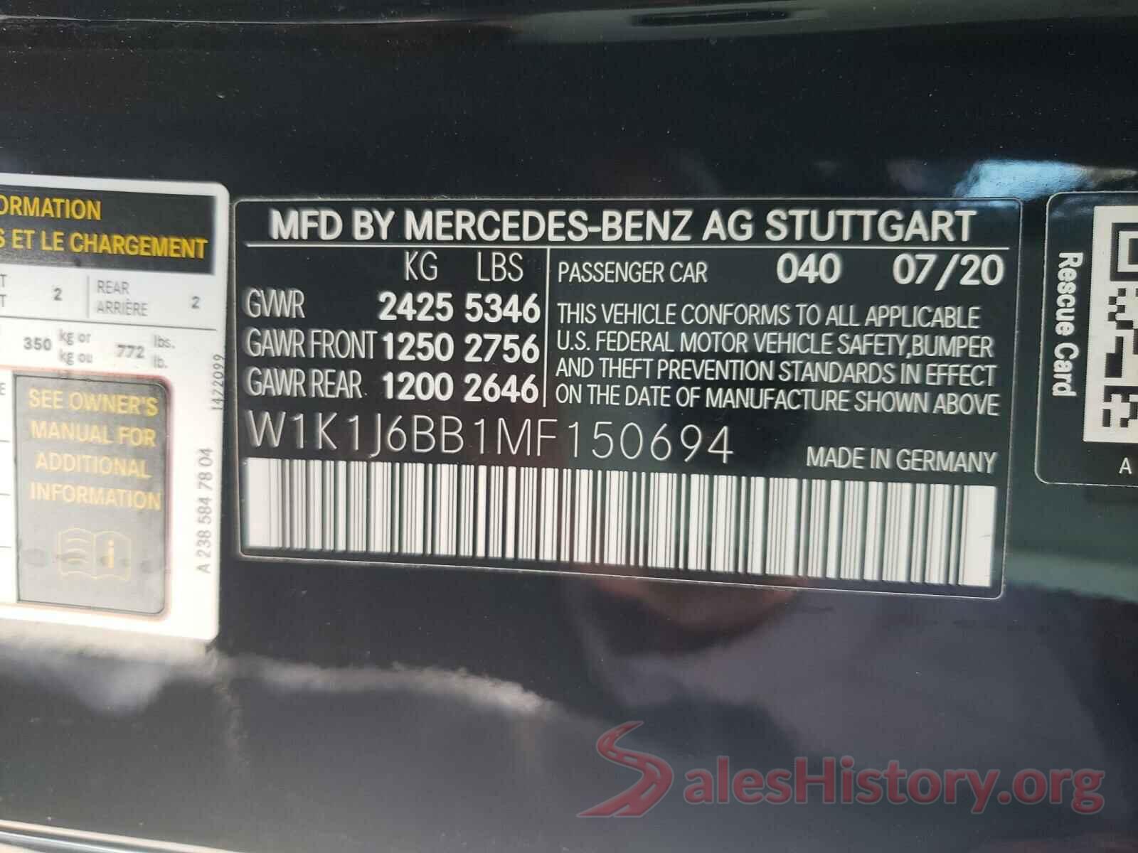 W1K1J6BB1MF150694 2021 MERCEDES-BENZ E CLASS