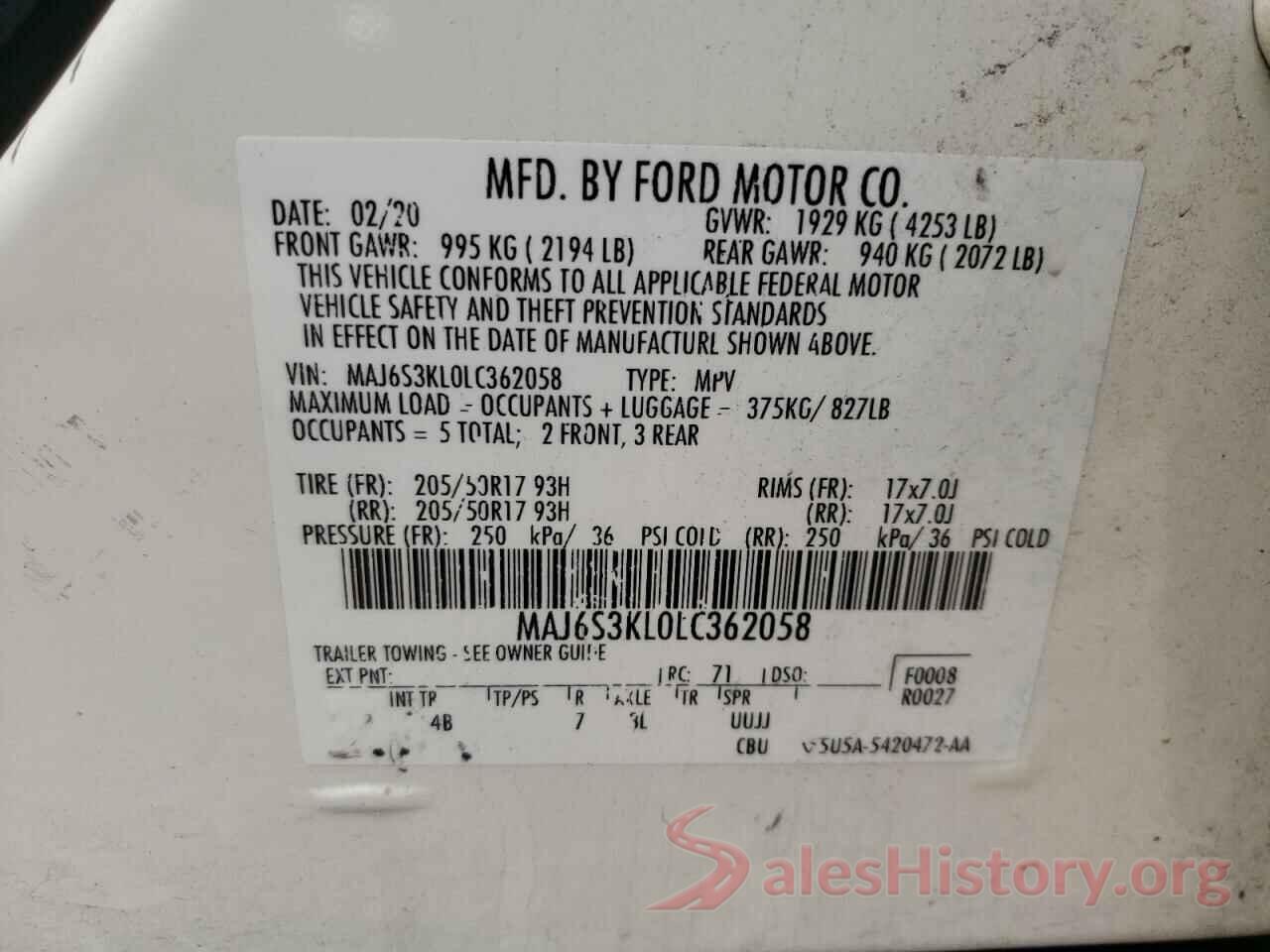 MAJ6S3KL0LC362058 2020 FORD ALL OTHER