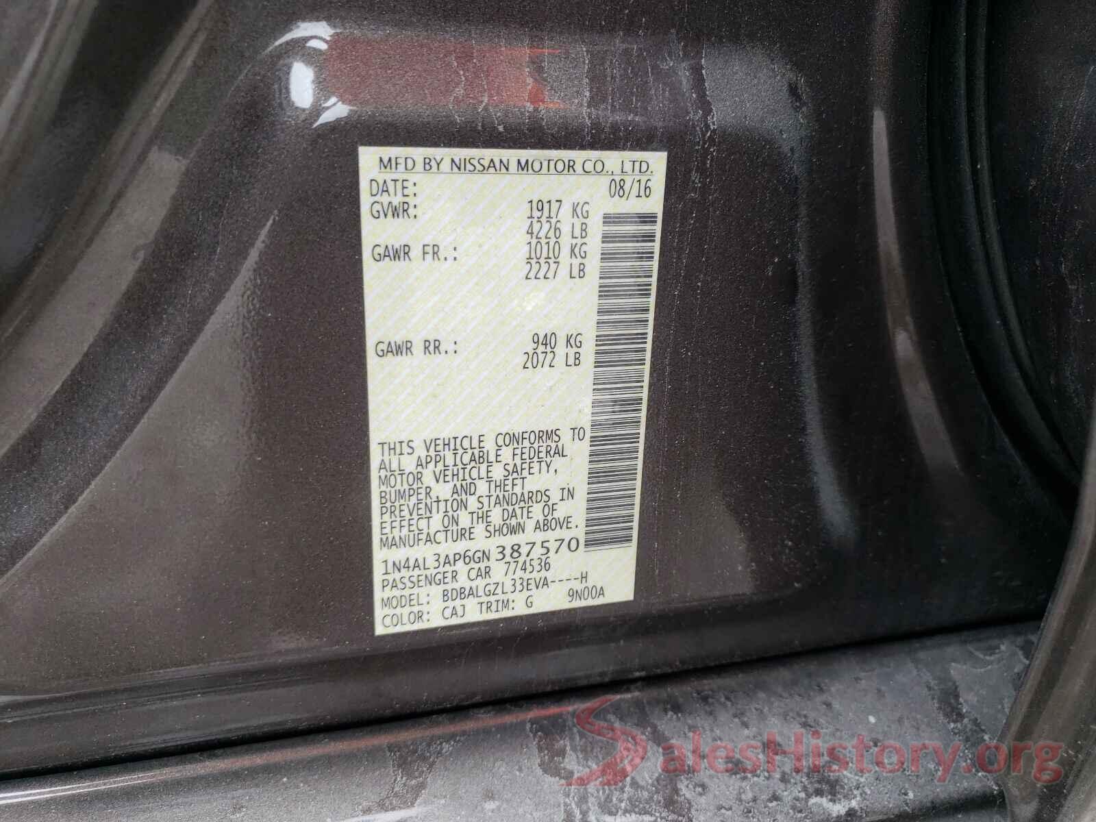 1N4AL3AP6GN387570 2016 NISSAN ALTIMA