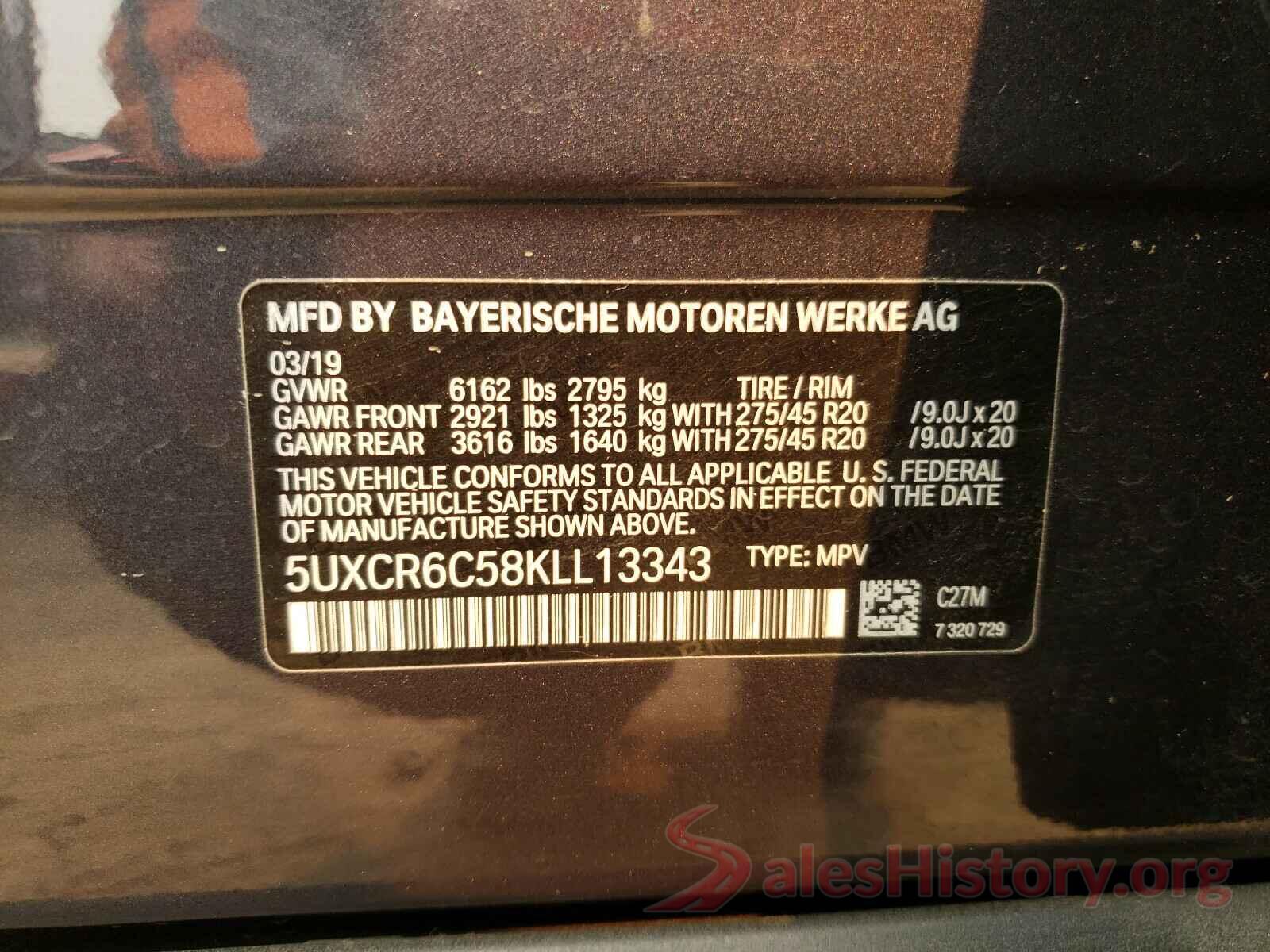 5UXCR6C58KLL13343 2019 BMW X5