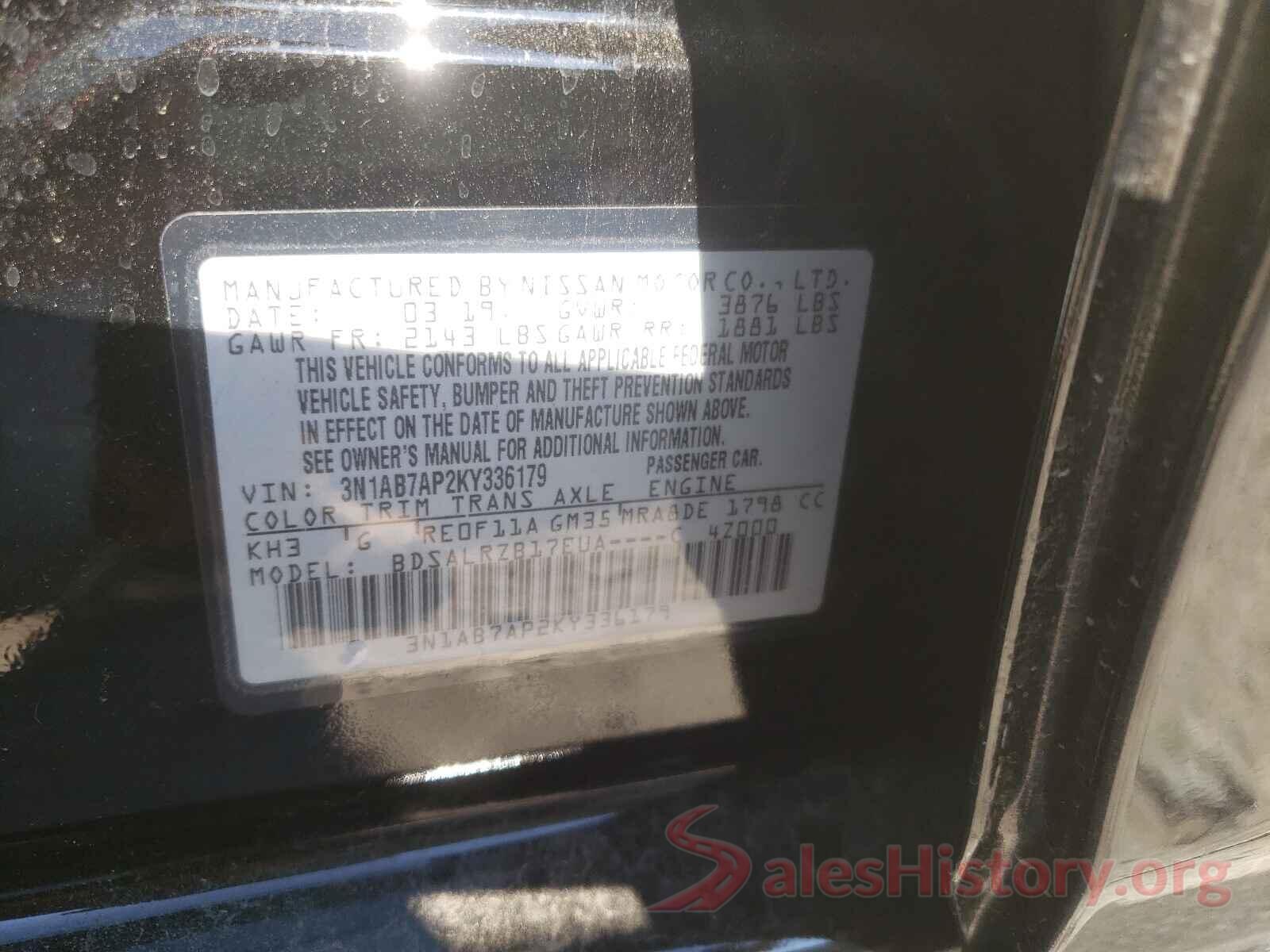 3N1AB7AP2KY336179 2019 NISSAN SENTRA