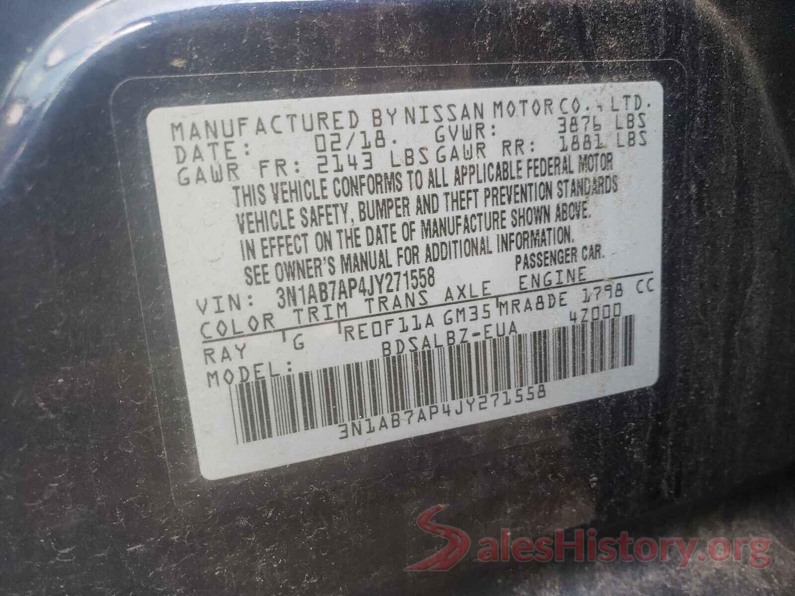 3N1AB7AP4JY271558 2018 NISSAN SENTRA