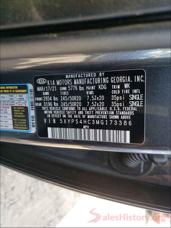 5XYP54HC3MG173386 2021 KIA TELLURIDE