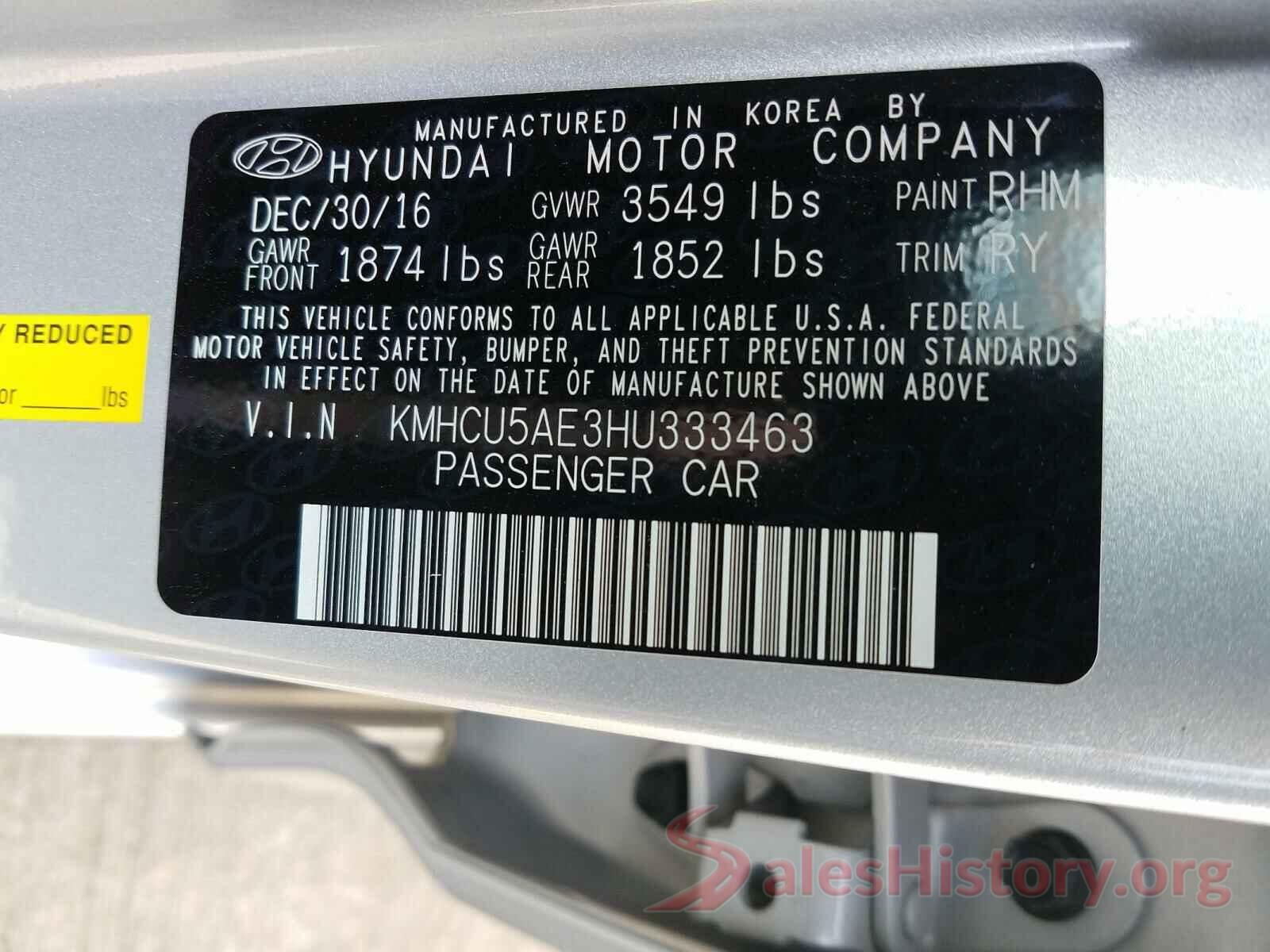 KMHCU5AE3HU333463 2017 HYUNDAI ACCENT