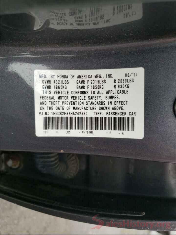 1HGCR2F8XHA242880 2017 HONDA ACCORD