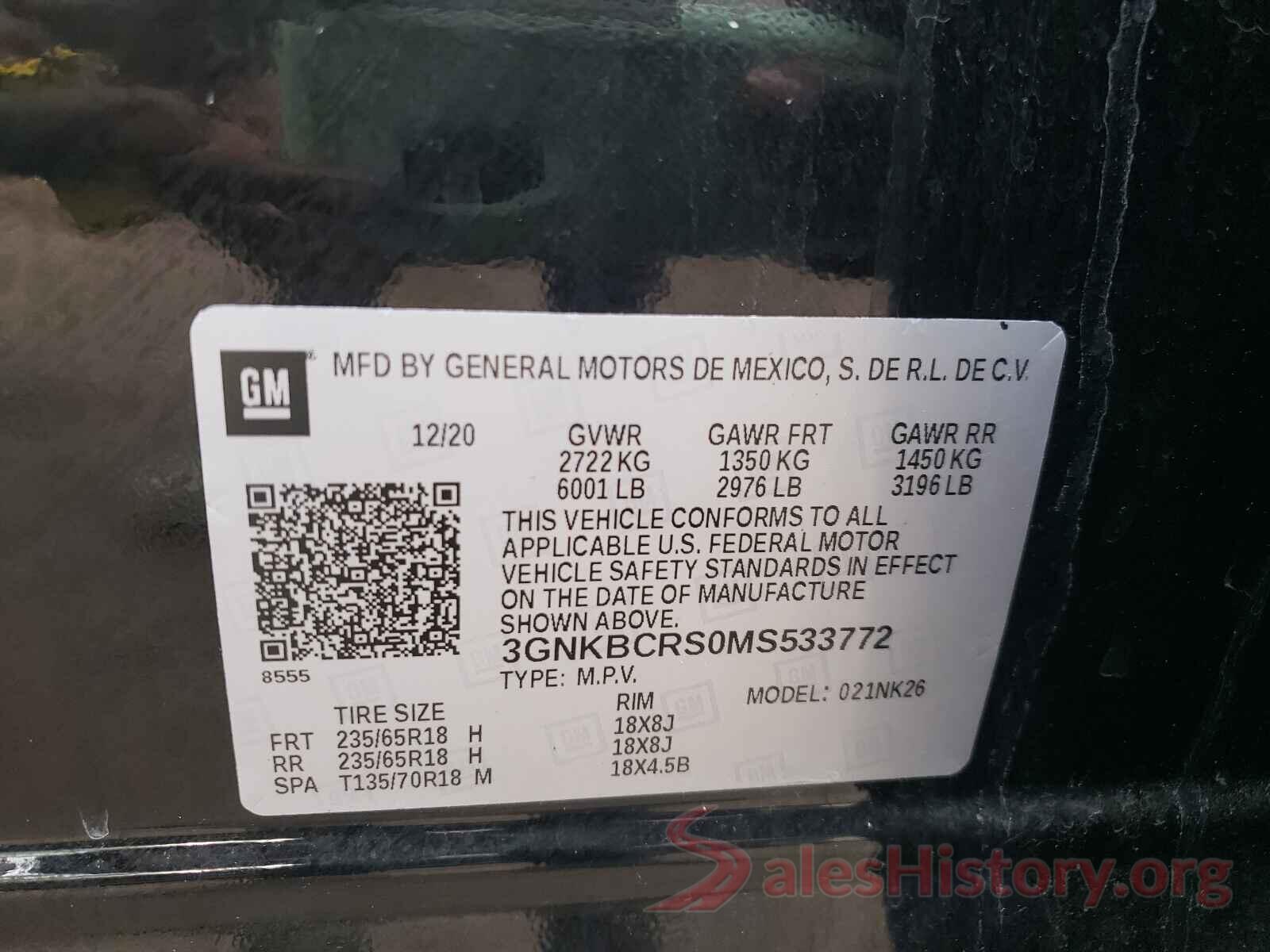 3GNKBCRS0MS533772 2021 CHEVROLET BLAZER