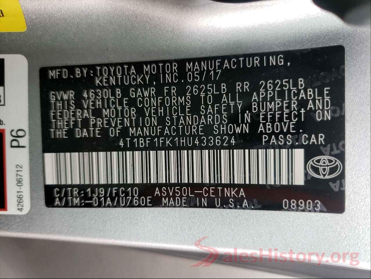 4T1BF1FK1HU433624 2017 TOYOTA CAMRY