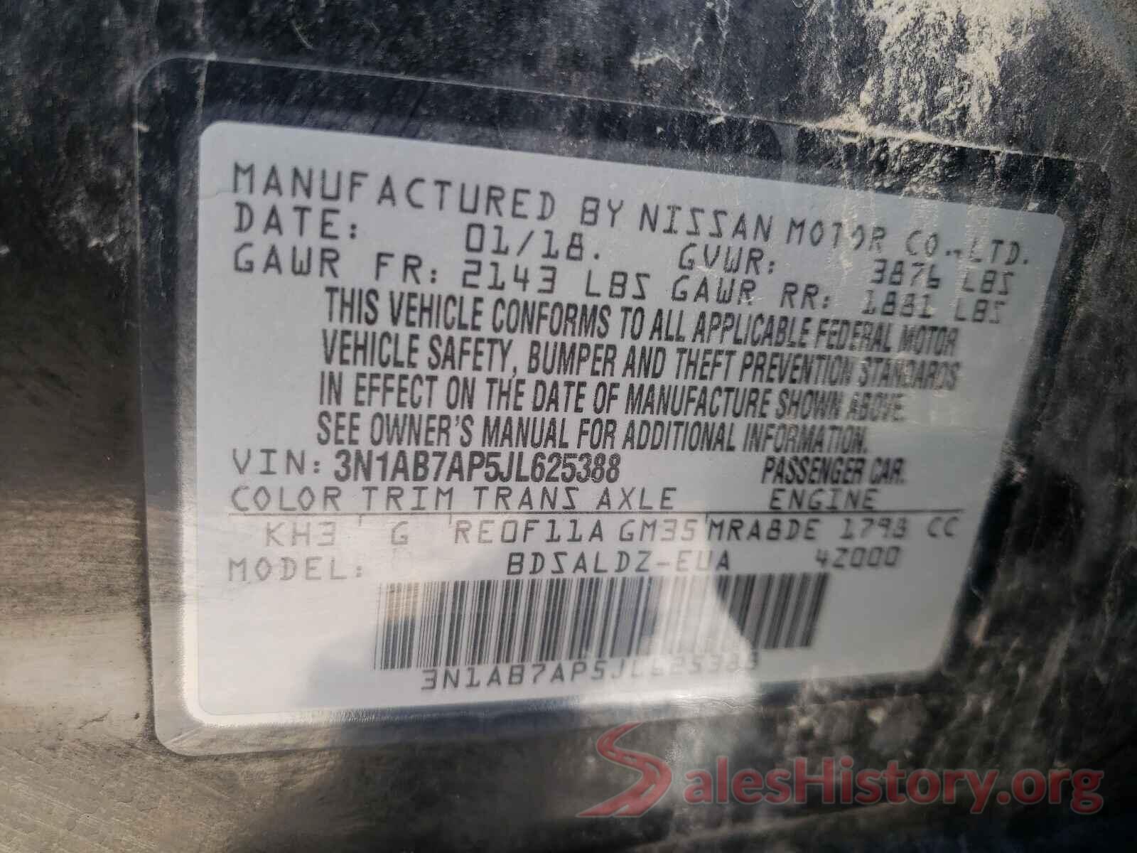 3N1AB7AP5JL625388 2018 NISSAN SENTRA