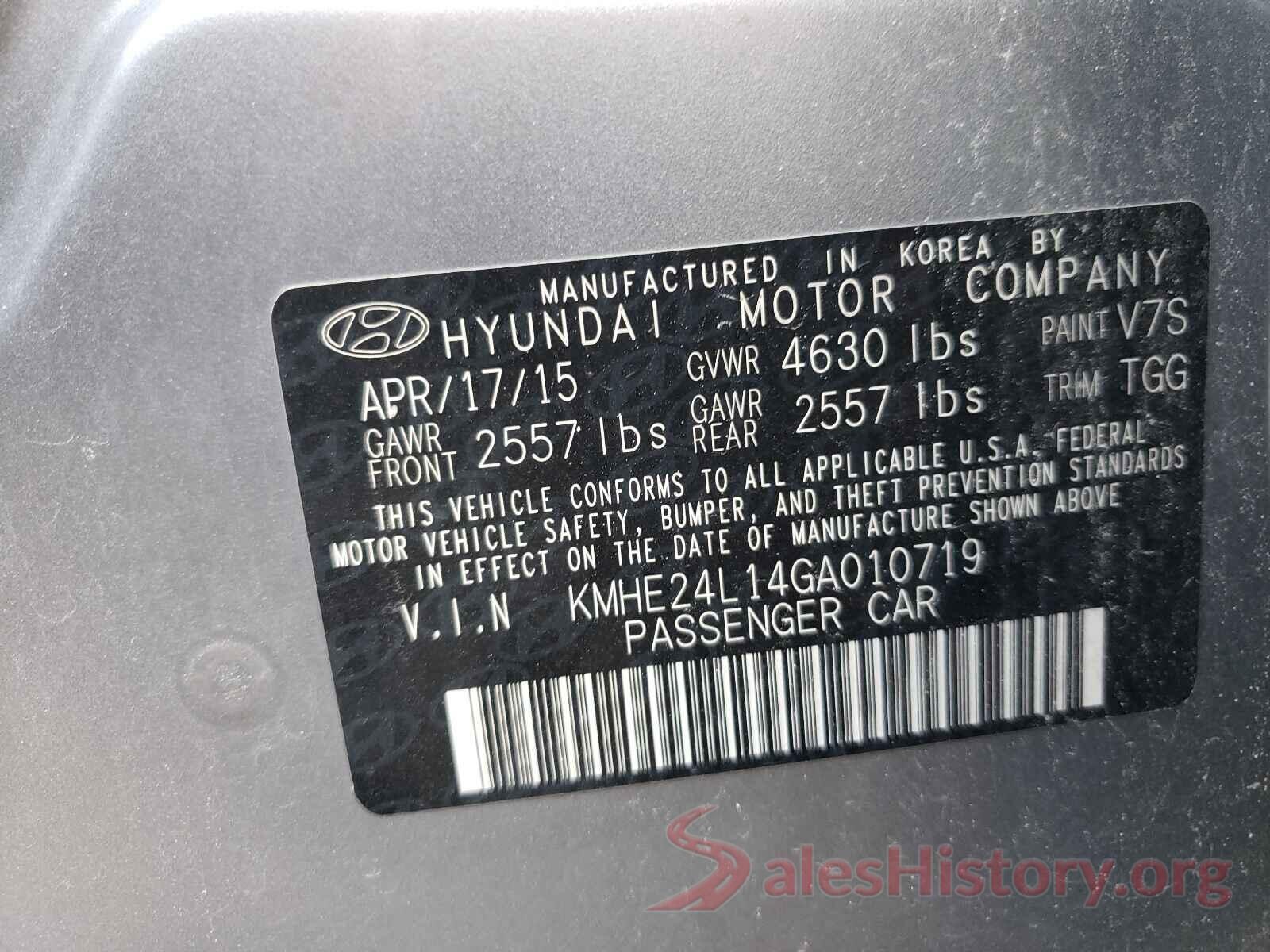 KMHE24L14GA010719 2016 HYUNDAI SONATA