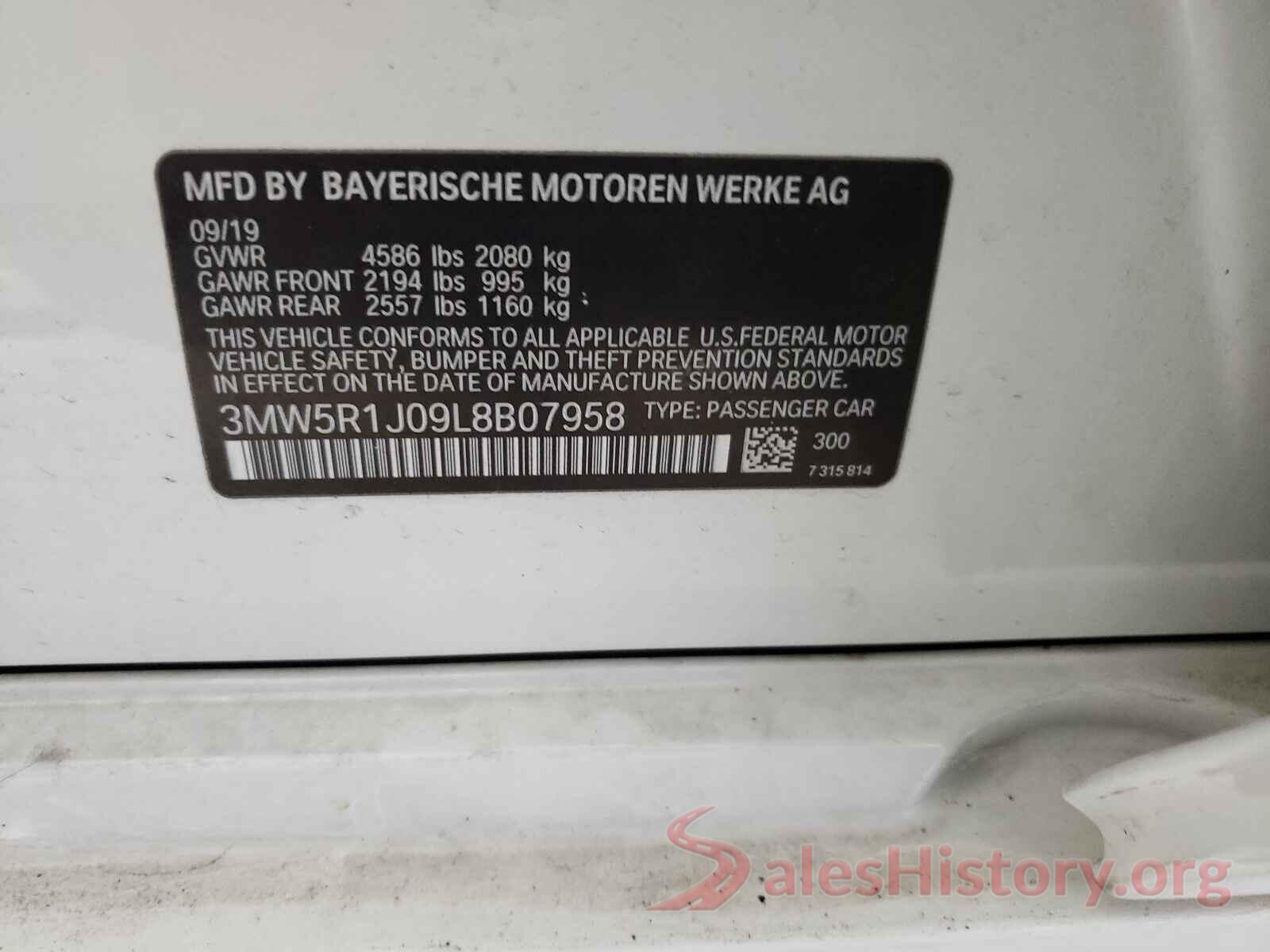 3MW5R1J09L8B07958 2020 BMW 3 SERIES