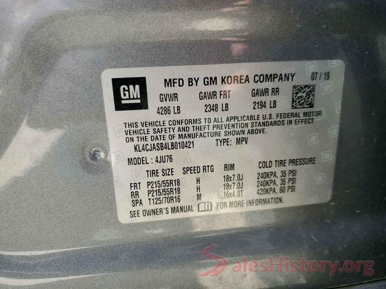 KL4CJASB4LB010421 2020 BUICK ENCORE