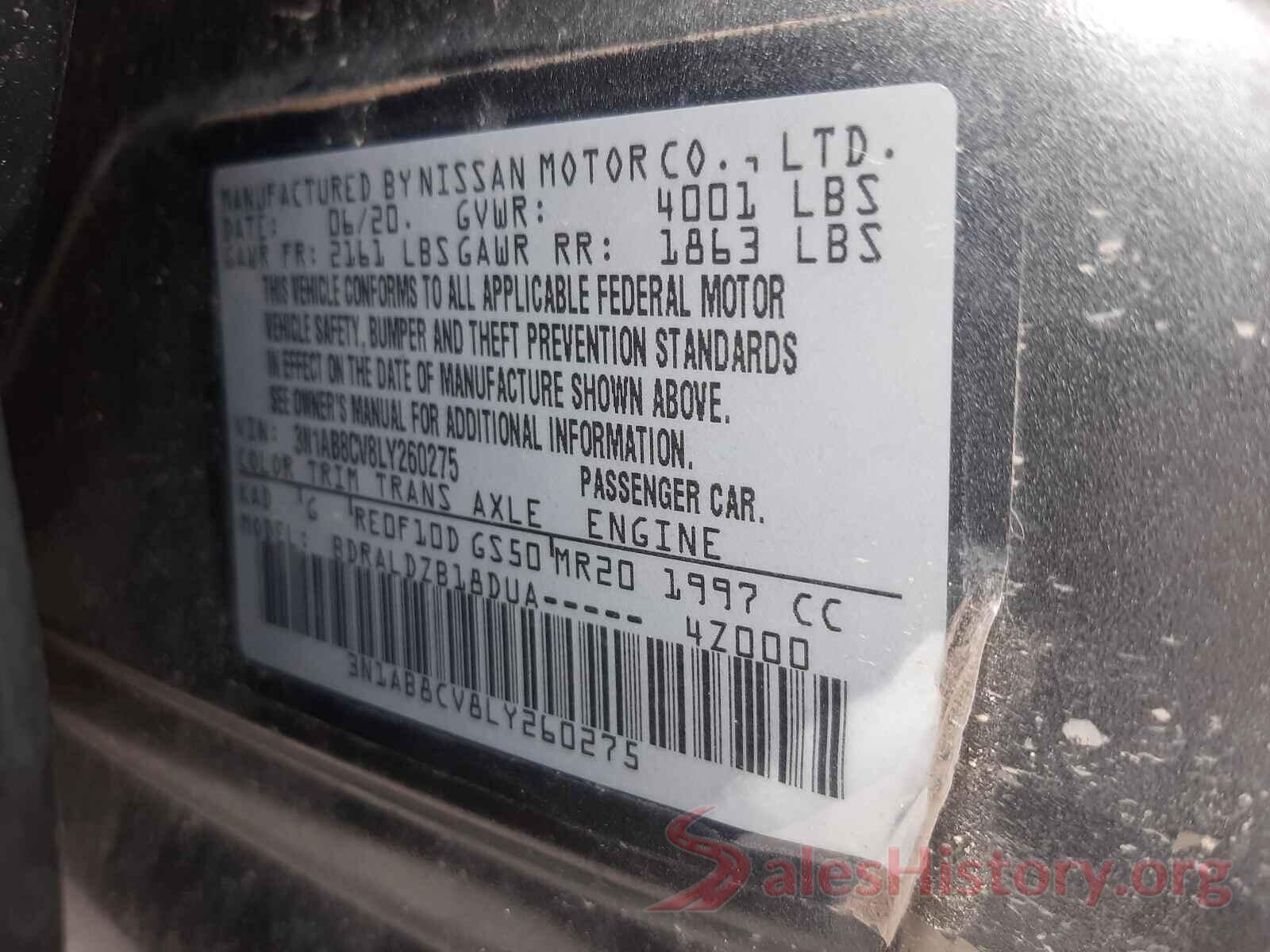 3N1AB8CV8LY260275 2020 NISSAN SENTRA