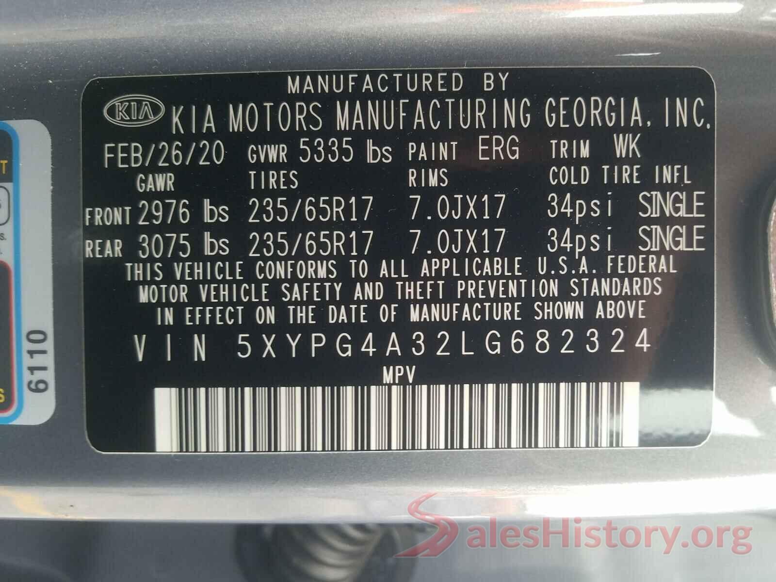 5XYPG4A32LG682324 2020 KIA SORENTO