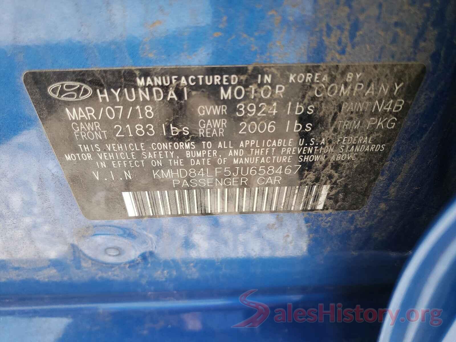 KMHD84LF5JU658467 2018 HYUNDAI ELANTRA