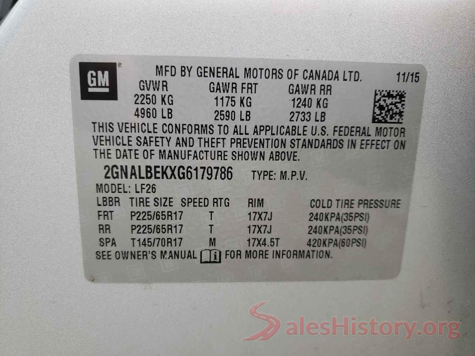 2GNALBEKXG6179786 2016 CHEVROLET EQUINOX