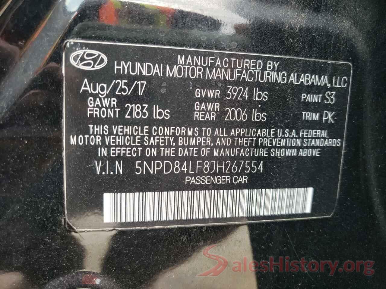 5NPD84LF8JH267554 2018 HYUNDAI ELANTRA