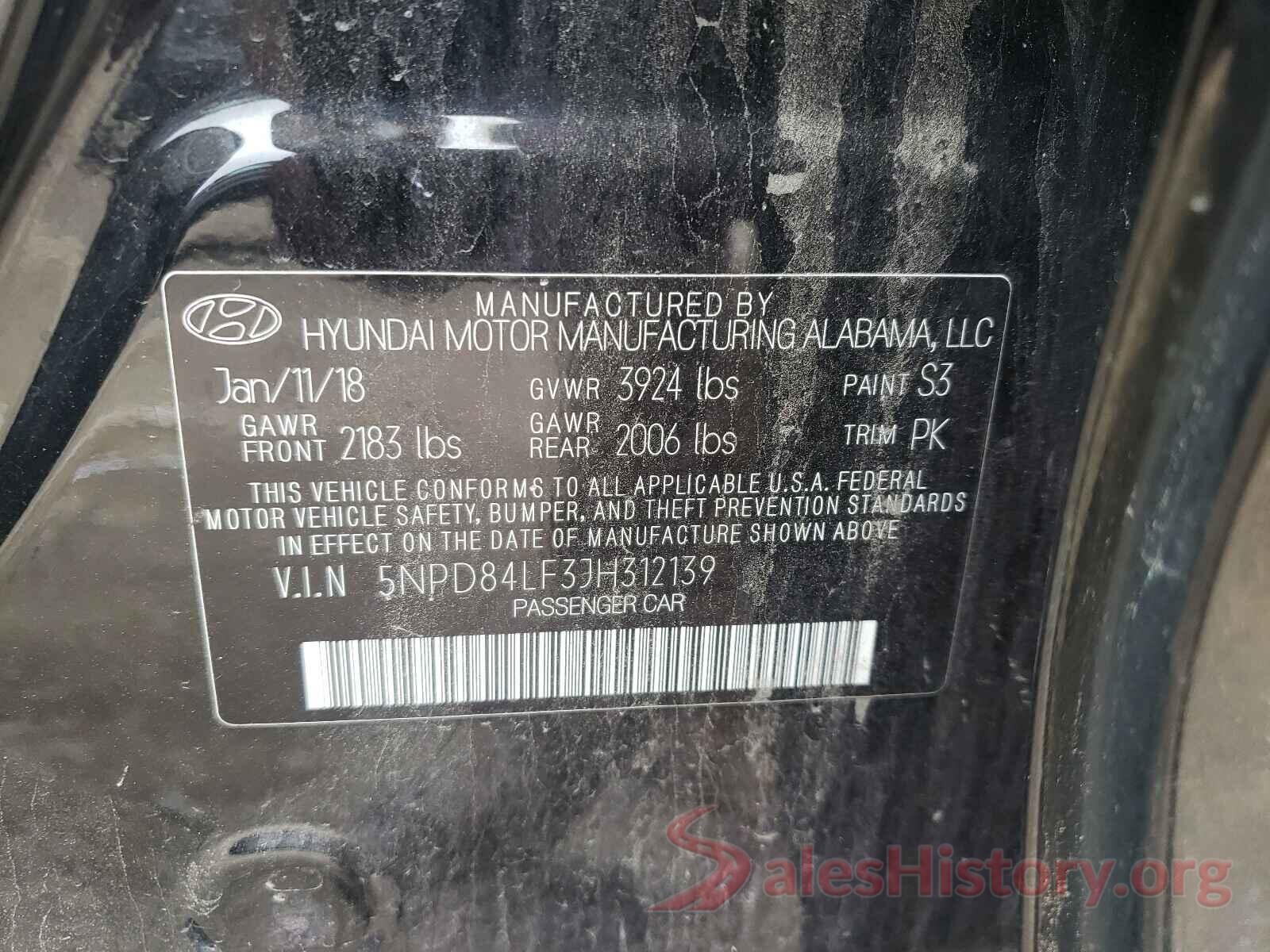 5NPD84LF3JH312139 2018 HYUNDAI ELANTRA