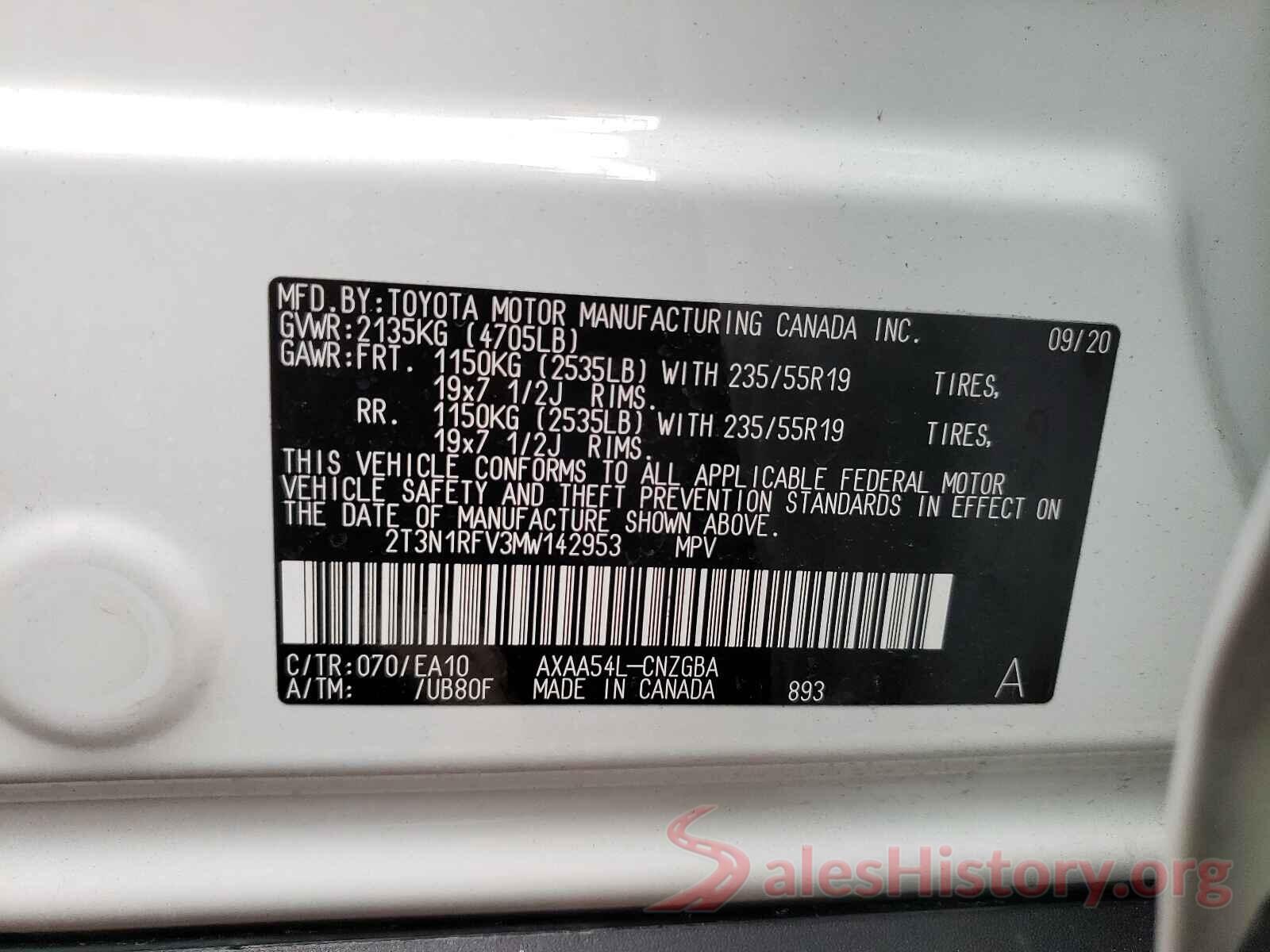 2T3N1RFV3MW142953 2021 TOYOTA RAV4