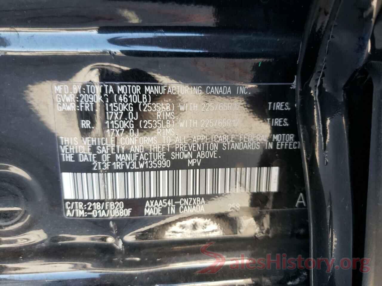 2T3F1RFV3LW135990 2020 TOYOTA RAV4