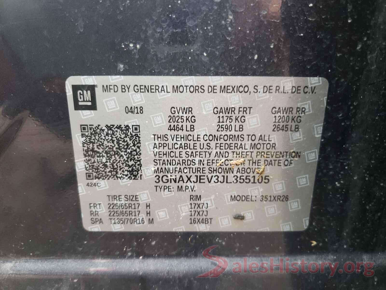 3GNAXJEV3JL355105 2018 CHEVROLET EQUINOX