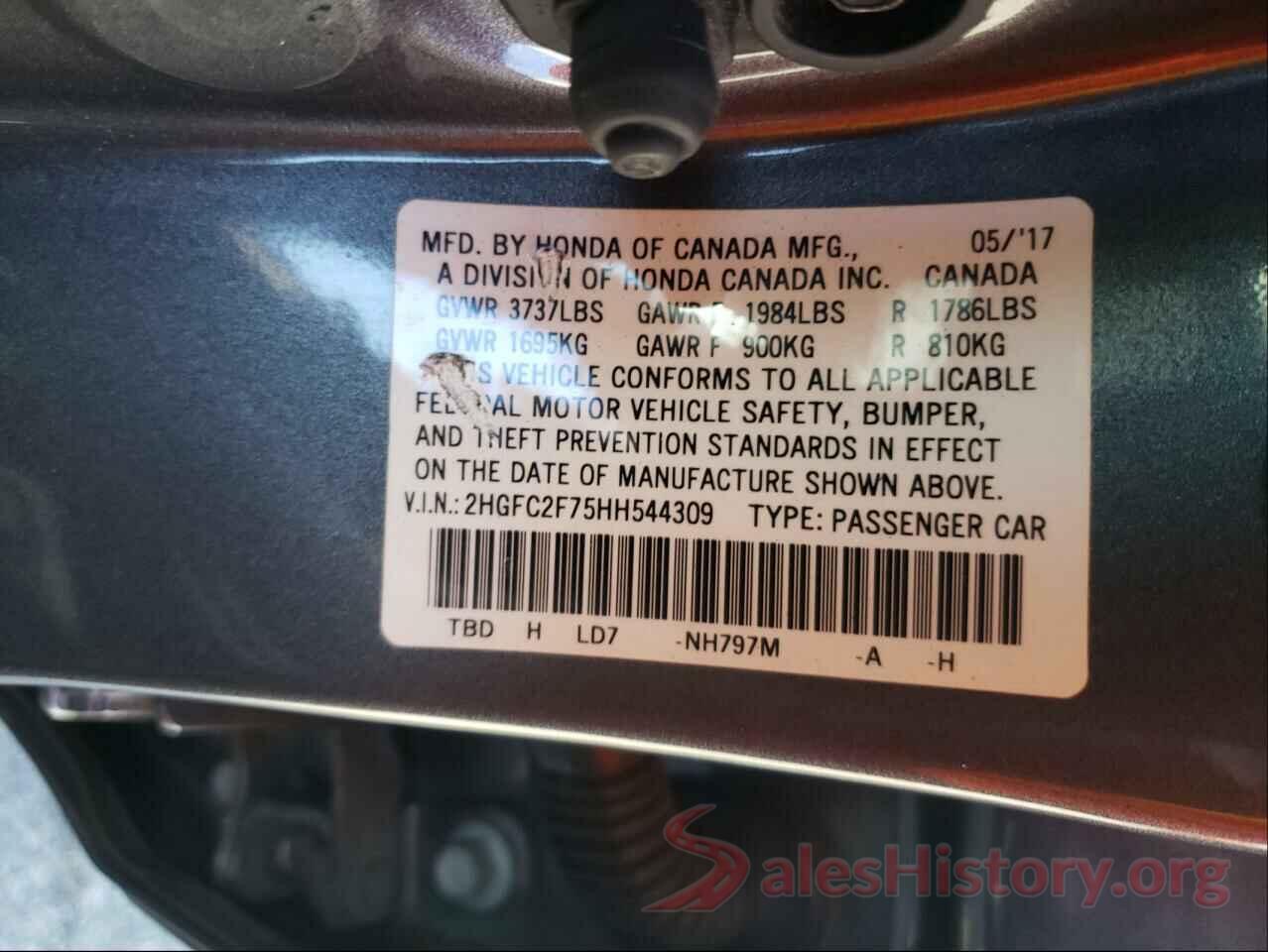 2HGFC2F75HH544309 2017 HONDA CIVIC