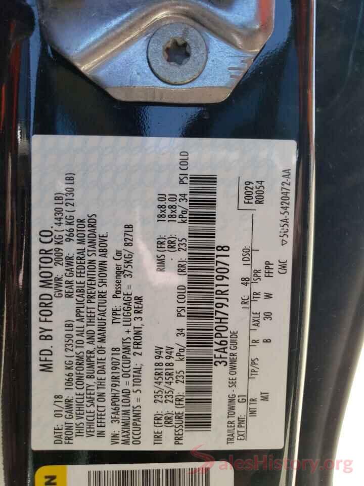 3FA6P0H79JR190718 2018 FORD FUSION