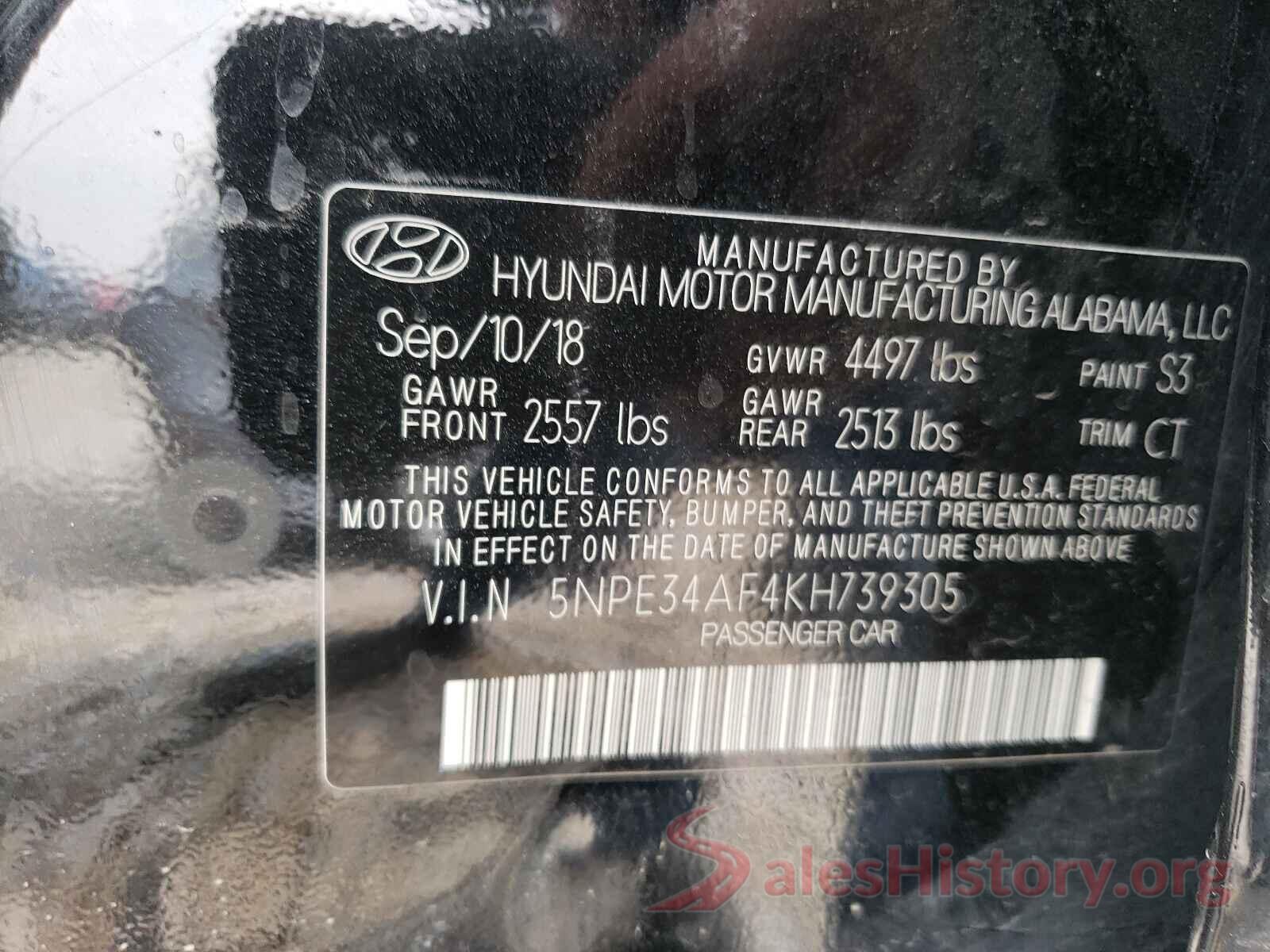 5NPE34AF4KH739305 2019 HYUNDAI SONATA