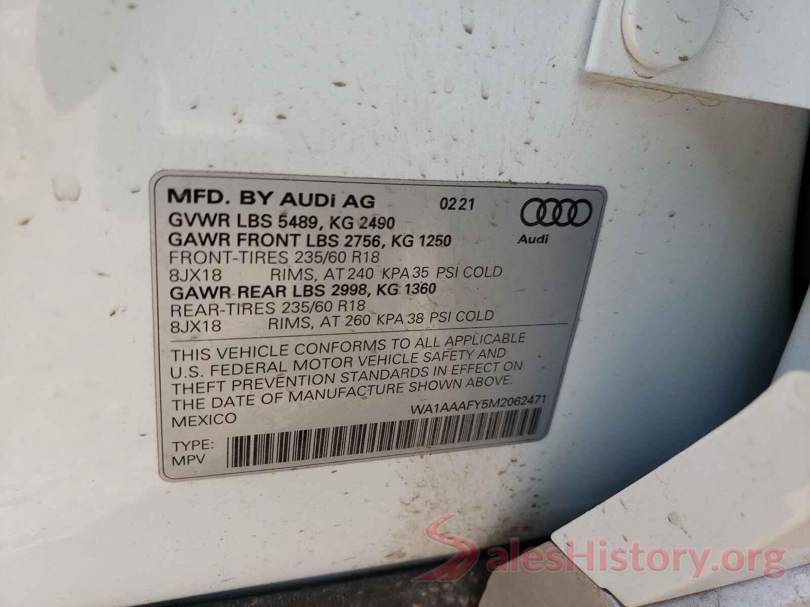 WA1AAAFY5M2062471 2021 AUDI Q5