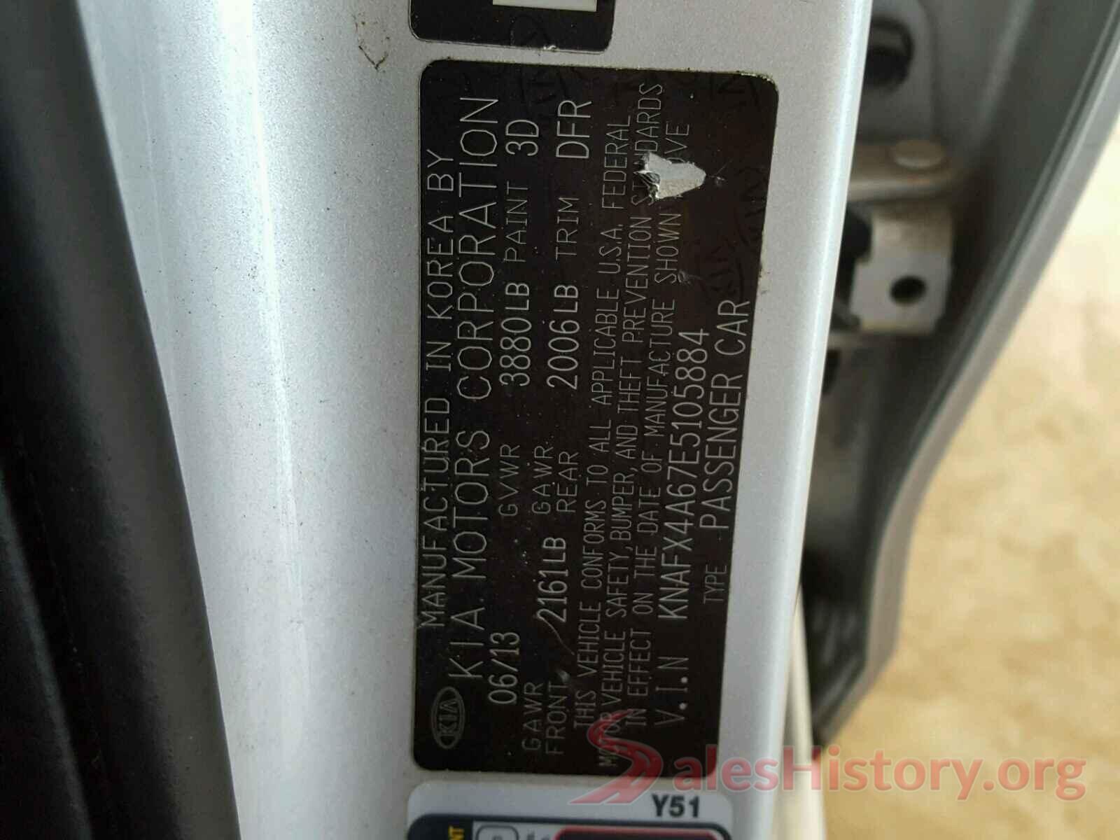 KNAFX4A67E5105884 2014 KIA FORTE