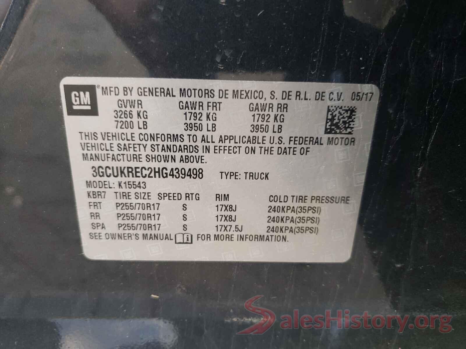 3GCUKREC2HG439498 2017 CHEVROLET SILVERADO