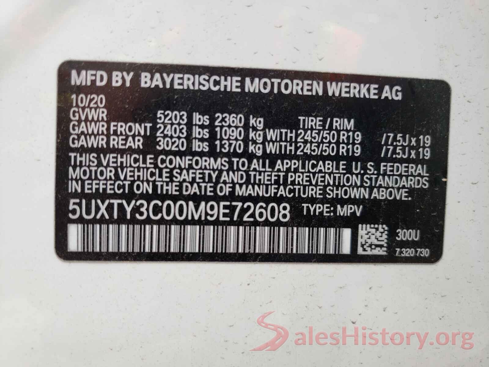 5UXTY3C00M9E72608 2021 BMW X3