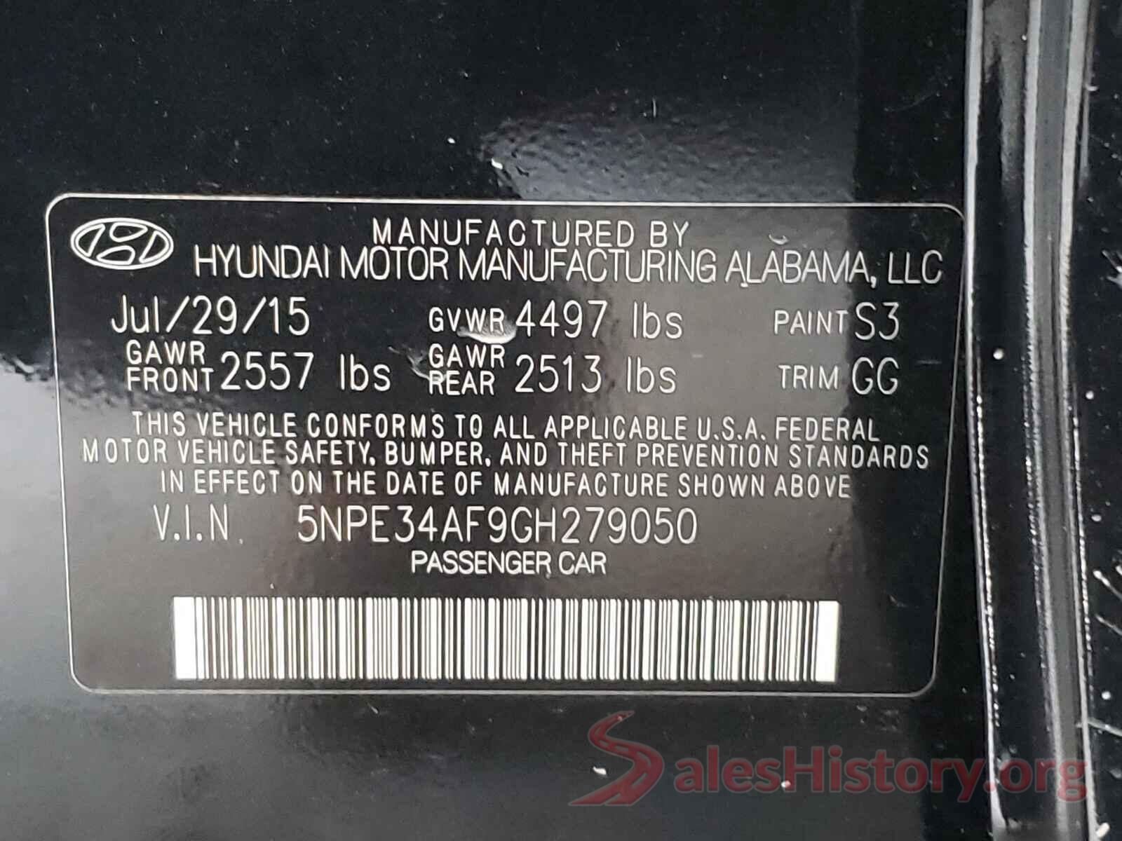 5NPE34AF9GH279050 2016 HYUNDAI SONATA