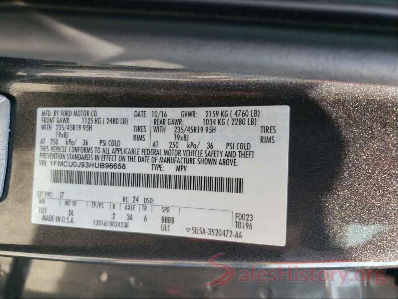 1FMCU0J93HUB96658 2017 FORD ESCAPE